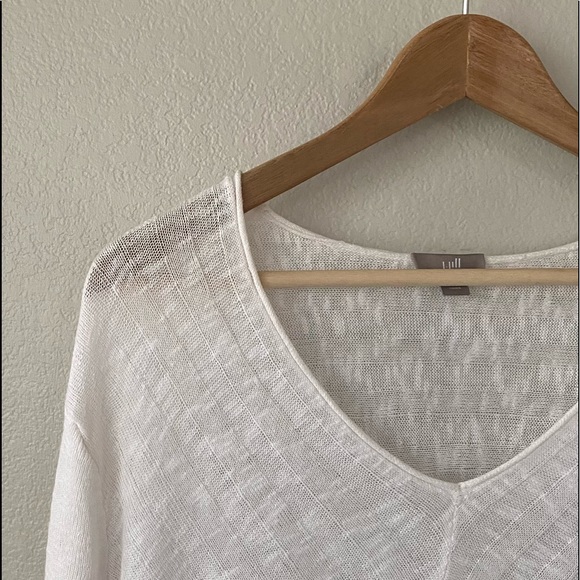 J. Jill Tops - J JILL XL White Linen Blend V-Neck Tunic Sweater Top Shirt